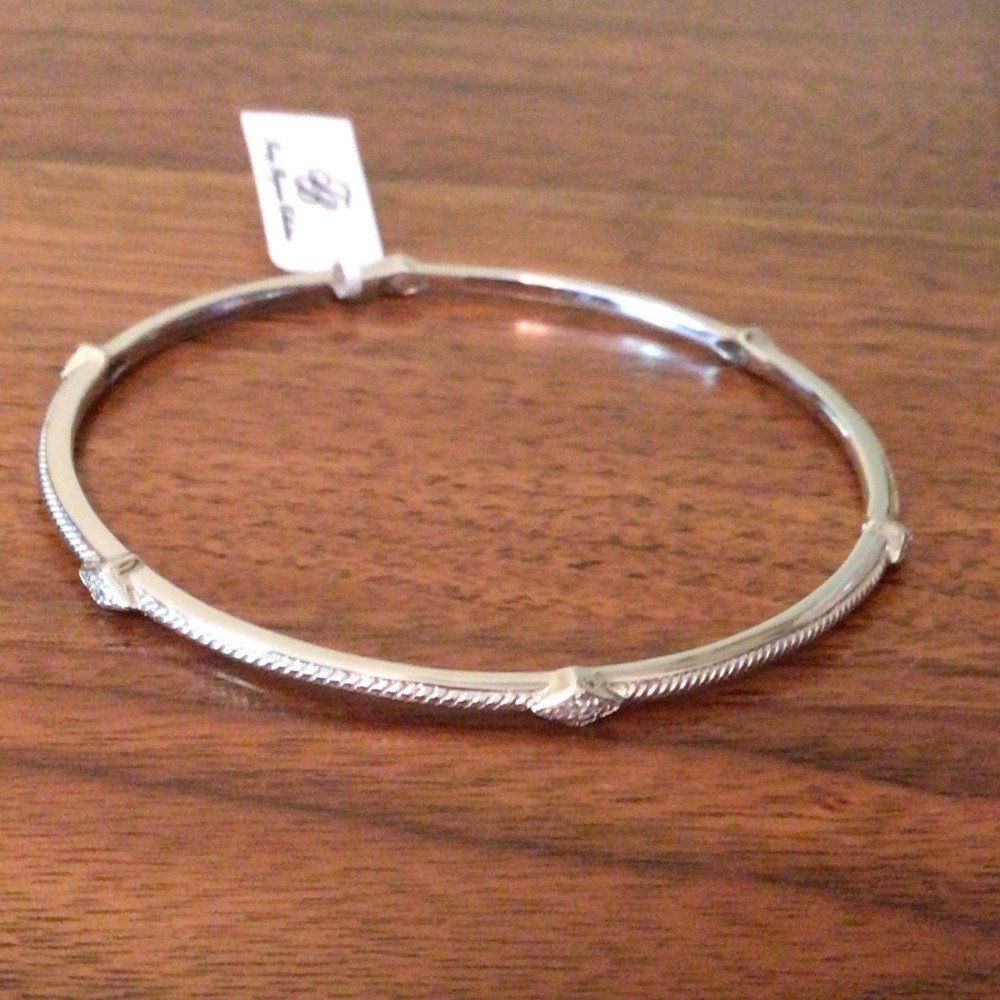 Sterling Silver White Diamond Bangle